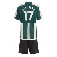 Manchester United Alejandro Garnacho #17 Bortedraktsett Barn 2023-24 Kortermet (+ Korte bukser)
